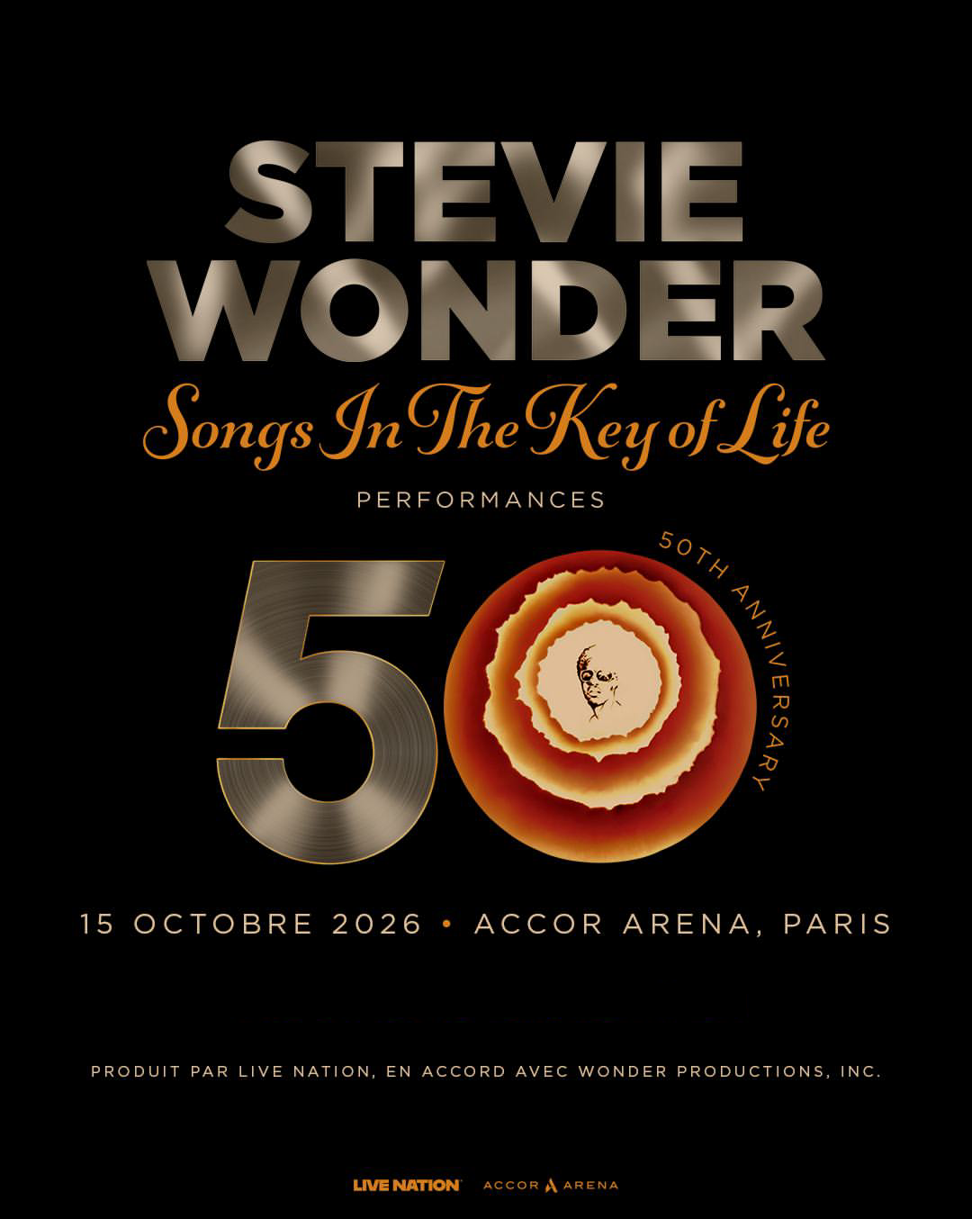 Stevie Wonder – Accor Arena – Paris – Jeudi 15 octobre 2026 à 20h