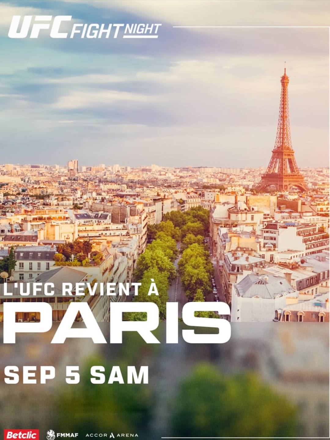 UFC Fight Night – Accor Arena – Paris – Samedi 05 septembre 2026 à 18h